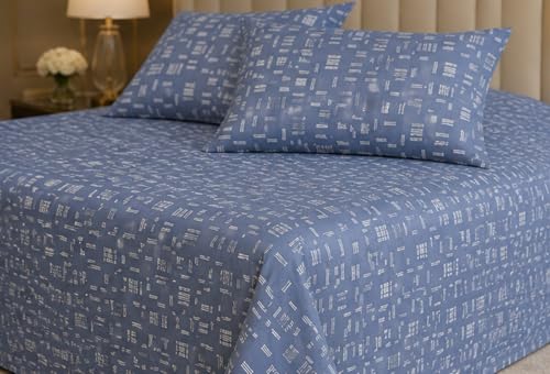 Image of Skyla Double Bed King Size Bedsheet 108x108 Inch with 2 Pillow Covers | Soft Cotton | Comfortable & Breathable | Floral Print (Twings on Ocean)