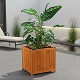 Mucola Blumenkübel 50cm Pflanzkübel eckig Blumentopf Holz Pflanztrog | inkl. Pflanzfolie | Blumenständer Pflanztrog