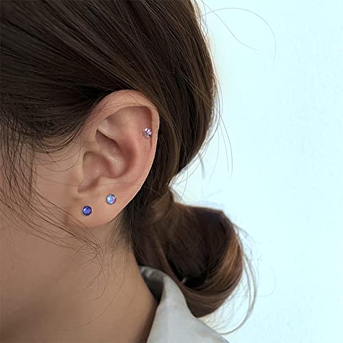 Jerywe 20Pcs Threadless Push In Lip Rings 16G Labret Jewelry Cz Lip Studs Stainless Steel Cartilage Earrings For Women Monroe Medusa Piercing Jewelry 6/8Mm Bar Length #TOP4