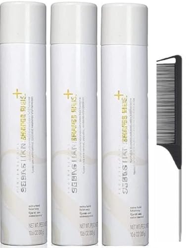 Shaper Plus - Extra Hold Hairspray - 10.6 Oz Black Steel Comb Included (3 Packs)