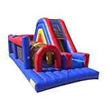 JumpOrange Commercial Grade 30' Rainbow Xtreme Inflatable Obstacle Course, Red/Yellow/Blue