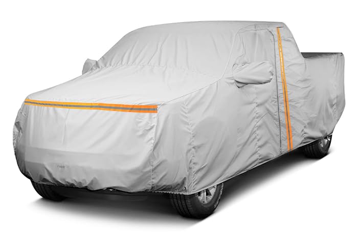 FenexCar Cover [Pickup Large] – All-Weather Protection | Waterproof, UV-Resistant, Dustproof, Breathable | Indoor/Outdoor Use | Door Zipper & Mirror Pockets | Fits Pickup Trucks (559 × 209 × 173 cm)