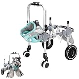 Dog Wheelchair for Back Legs,Adjustable Pets Cart Mobility Aids for Little Pets,Chest & Thigh Support,Suitable Small Medium Dogs (Four Rounds, XS)