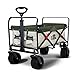 Produktbild TMZ Faltbarer Bollerwagen All-Terrain Autoreifen Klappwagen Outdoor Gartenanhänger , Breite 360 ° Drehräder Handwagen, 90 L, bis 120 kg (Beige/Grün)