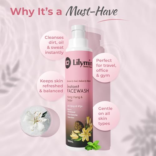 Image of Instant Face Wash for Men & Women, Gentle Cleansing Face Wash with Ylang Ylang & Cedar, Hydrating Face Cleanser, Refreshing Fragrance, Oil Control, Removes Impurities & Brightens Skin - 100ML