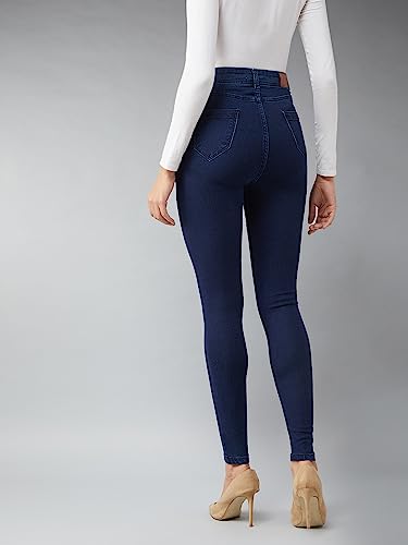 Image of Dolce Crudo Women's Skinny High Rise Bleached Cropped Stretchable Denim Jeans