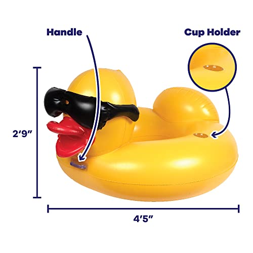 Game 51301-Bb Derby Duck Large, 4 Feet Wide Adult Pool Inflatable Ring Float, Yellow #TOP1