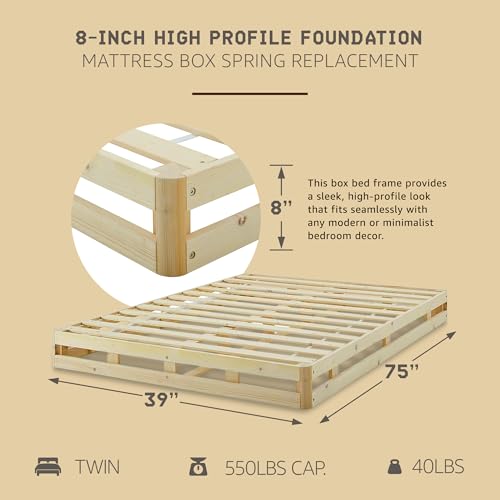 Image of Hercules 8 Inch High Profile Mattress Foundation Platform, Twin Size Bed