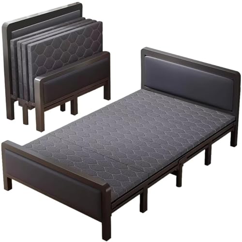 TUIYIDUO �V���O���x�b�h �܂肽���݃x�b�h �l�̍H�w ��90CM �ω׏d��300kg �x�b�h�t���[�� �Ȉ� �É� �ϋv�� �ʋC�� ���� �����i �g�ݗ��ĕs�v �R���p�N�g���[ �����p ���q�p ��l��炵(�u���b�N, 192x90x79cm)