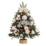 45 cm/60 cm mini kerstboom met verlichting, prachtige tafelblad desktop boom voor binnen doe-het-zelf kantoor decor (Wei, 60 CM)