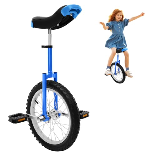 LKHDONG Monocidio de 16 pulgadas, unisex, monociclo, con asas, rueda para entrenamiento de equilibrio, altura ajustable, 71-81 cm (azul)