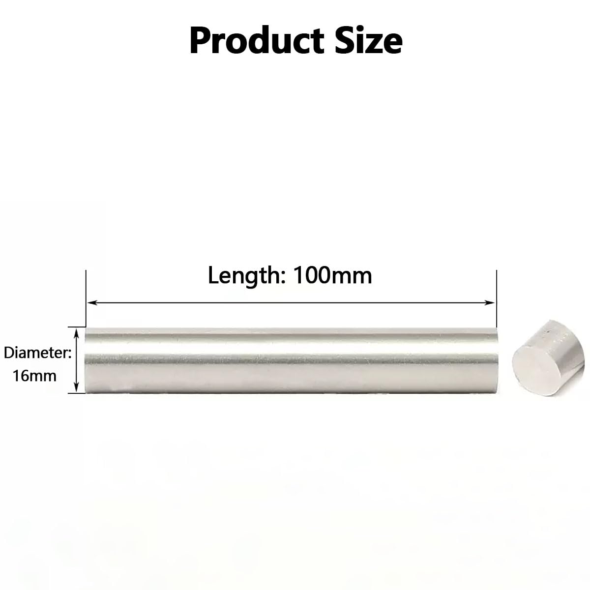 Ejes lineales de Acero Inoxidable, 2 Varillas Redondas de Acero Inoxidable, Eje sólido, diámetro 16 mm(16Mm*100Mm)