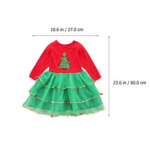 PRETYZOOM Ser 2 Christmas Tutu Dress Christmas Tree Tutu Dress Christmas Tree Tutu Dress Baby Girls Christmas Clothes Sleeve Party - Afbeelding 7