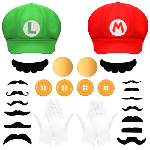 VIEKIER 10 Pcs Red And Green Hat Baseball Cap Beard Button