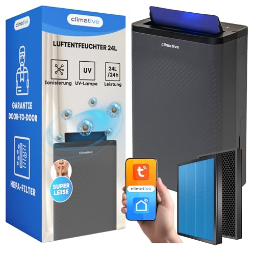 Climative Luftentfeuchter Elektrisch 24L/24h mit HEPA H13 &...