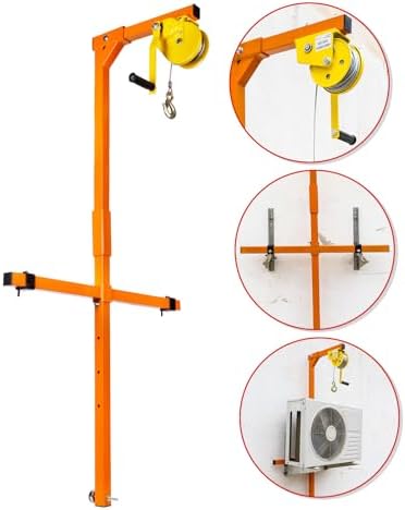 Air Conditioner Lifting Tool - Ultra-Light Stainless Steel Crane Bracket & Hand Winch for Easy Outdoor AC Installation - and Portable