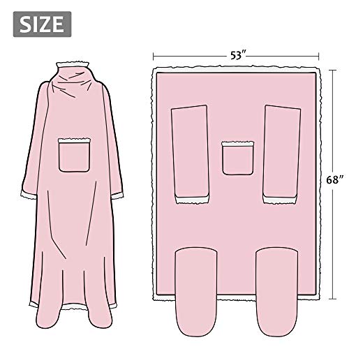 Image of Catalonia Sherpa Wearable Blanket with Sleeves & Foot Pocket for Adults