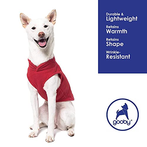 Image of Gooby Fleece Vest Dog Sweater - Red, X-Small - Warm Pullover Fleece Dog Jacket with O-Ring Leash - Winter Small Dog Sweater Coat - Cold Weather Dog Clothes for Small Dogs Boy or Girl (Pack of 2)