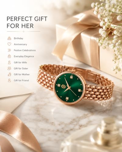 Image of MOOVER Analog Watch for Women & Girls | Luxury Bracelet Style Ladies Wrist Watch | Crystal Dial with Premium Stainless Steel Chain Strap | Fashion Watch for Daily Wear, Party & Gift