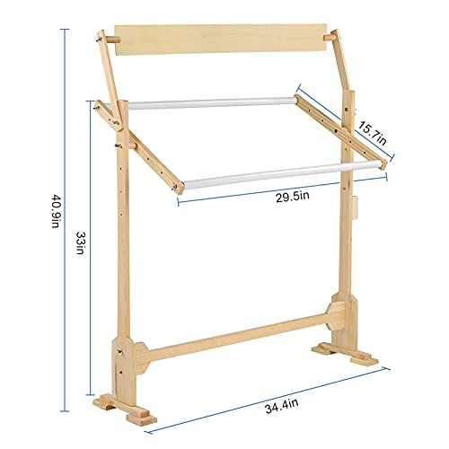 Soporte de bordado ajustable para evitar dolor de espalda con marco giratorio de madera 7