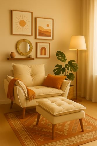 Kit Poltrona Decorativa Amamentação Suede Luxo com Puff Suede Beg...