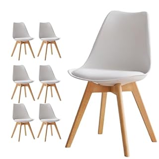 Frixovel Sedie sala da pranzo, sedia scandinava Set di 6, ideale per sala da pranzo, soggiorno, cucina, camera da letto (6, bianco, standard)