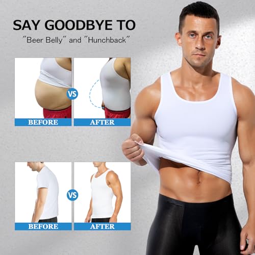 Arjen Kroos 3 Pack Mens Compression Tank Top Shirts Athletic Undershirt Body Shaper Tummy Control Shirt for Men3
