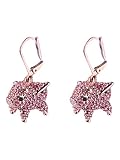 Kate Spade Flying Pig Crystal Pink Pave Earrings Lever Back