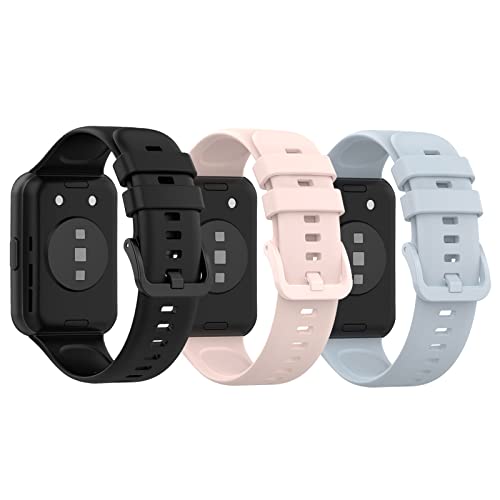 RuenTech Compatible with Huawei Watch Fit 2 Bands, Replacement Soft Silicone Sport Wristband Watch Straps for Huawei Watch Fit2 Active/Classic/Elegant Edition Smartwatch (3-Pack)