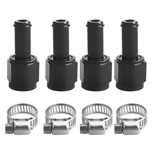 CNRAQR 6AN Female to 3/8 Barb Straight Swivel Fitting Adapter Aluminum Black 4Pcs