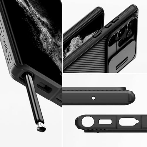 Image of iFAST Premium Back Cover Case Compatible with Galaxy S24 Ultra Soft Shokproof TPU and Hard Polycarbonate (PC) (Slider | Black)