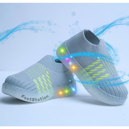 Image of Jugnu Toddler Boy's & Girl's LED Light-Up Shoes | Breathable Mesh First Walking Shoes with Soft Cushioned Insole & Stretchable Slipon Shoe for Infants & Kids (Age 18 Months to 5 Years)
