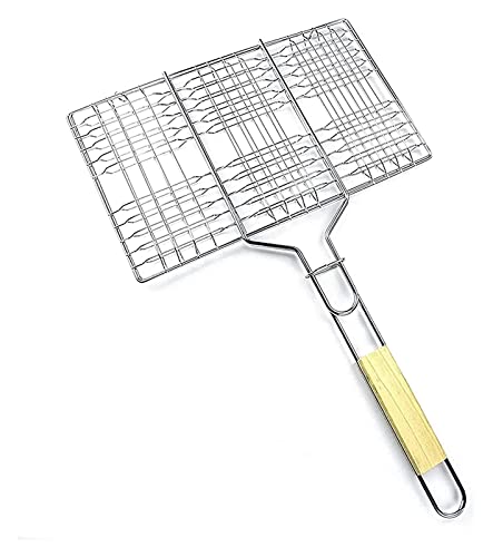 PNAJFUEL Parrilla para Barbacoa Portátil, Parrilla con Pinzas Y Madera Antiquemaduras/One Color/33.5X32X20Cm