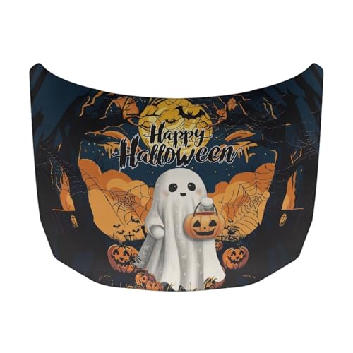 Image of Halloween Design Car Hood Cover Protector 59x39 Inch Stretchable Auto Hood Wraps Waterproof Automotive Exterior Accessories for Most SUV Sedans Trucks