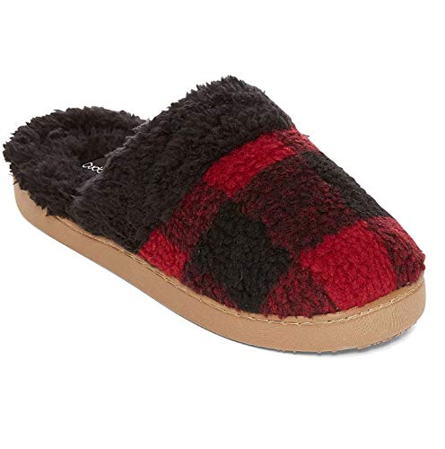 Cuddl Duds Womens Slippers Black/Red Medium