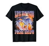 Life Happens Pizza Helps Funny Meme Wolf Retro Pizza Lover T-Shirt