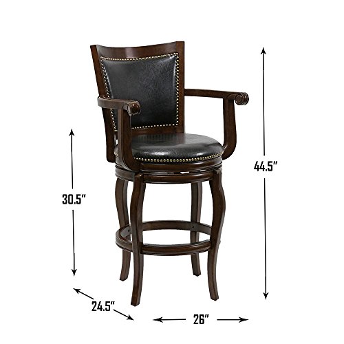 Boraam Jones Bar Height Memory Swivel Stool, 29-Inch, Cappuccino #TOP2