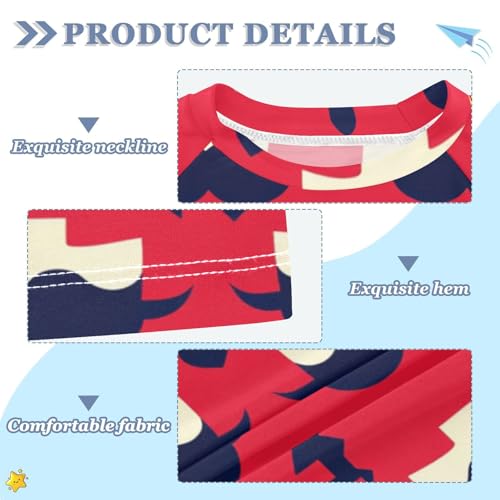 Boys Short Sleeve T-Shirts Beard Red Graphic Rashguard Kids Swim Shirts Sun UPF 50+3