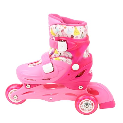 BBR Toys Patins 2 em 1 3 Rodas 28/31 com Kit de Proteção Disney Princesas Rosa