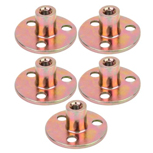 5pcs Brad Hole Tee Nut, Round Base Plate Nut, Iron Plate Nut, Screw in T Nuts Flange Insert Female Thread Furniture Hardware Accessories, 3 Hole Locking Disc Galvanized Nuts(M8) (M8)