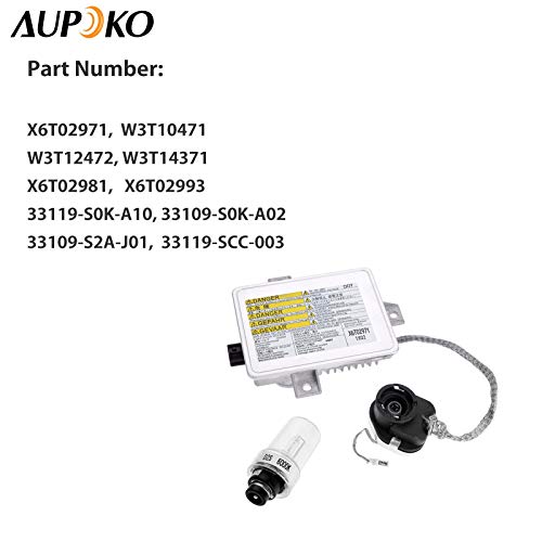 X6T02971 X6T02981 Xenon HID Headlight Ballast Replacement for Honda Mazda with Igniter and D2S Bulb, Replace# W3T10471, 33119-S0K-A10, 33109-S0K-A02, Compatible with TL, TSX, Mazda 3