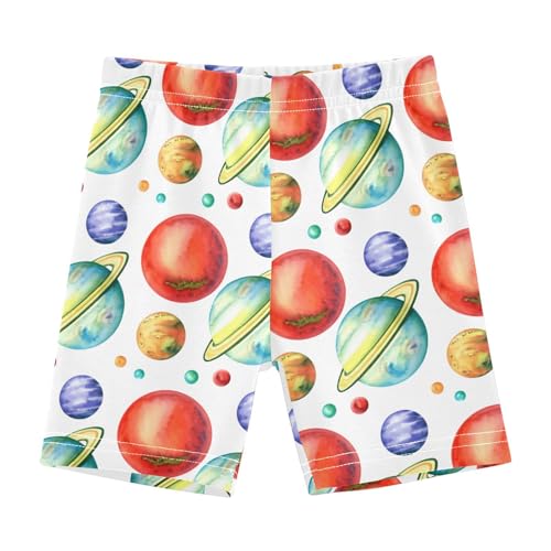 Planet White Girls Bike Shorts Toddler Soft Cotton Cartwheel Under Dress Dance Shorts