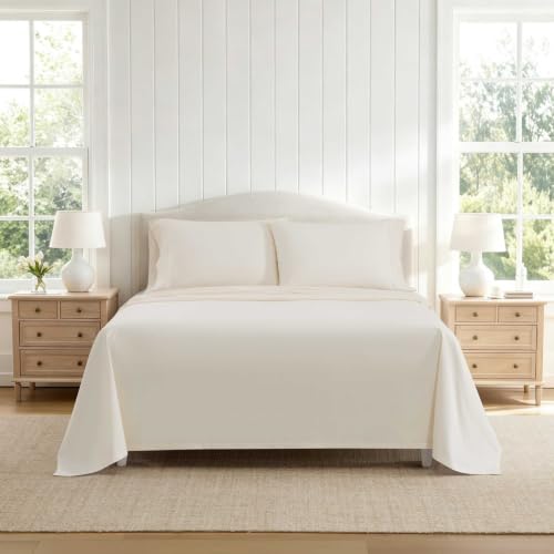 Image of Martha Stewart - Cotton Percale Full Sheet Set with Pillowcases
