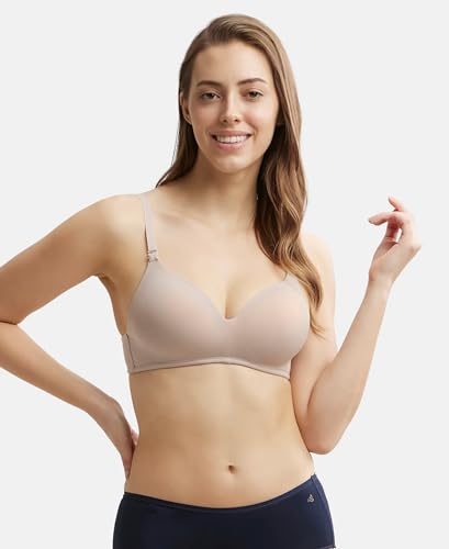 Image of Jockey JW11 Women Wirefree Padded Tencel Lyocell Elastane Stretch Full Coverage Multiway T-Shirt Bra with Adjustable Straps