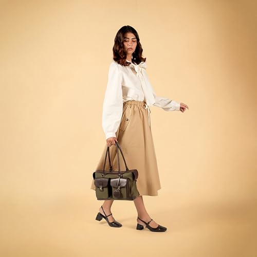 Image of Theater Miss Granger Structured Satchel Bag for Women | Vintage-Inspired Faux Leather Crossbody Handbag with Top Handle & Adjustable Strap | Elegant Everyday Shoulder Bag