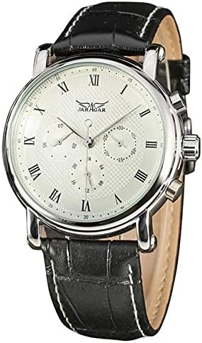 Mechanical Watch Fashion Jaragar Luxury Brand Automatic Mechanical Self-wind 24 Hour Week Date Roman Index Dial Business Men Leather Watch