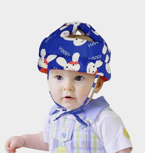 Image of Uonibaby X StarAndDaisy Baby Head Protector Cushion Plush Soft Toy Early Learning Toy Fall Protection Helmet Baby Head Protector Child Adjustable Shoulder Strap (Bunny Print)