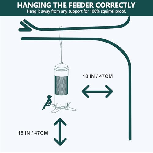 LCSEVEN-Bird-Feeders-for-Outdoors-Squirrel-Proof-with-Weight-Activated-Perches-Hanging-Bird-Feeder-for-Outside-Metal-Feeder-for-Wild-Cardinal-Finch-Blue-Jay-Chickadee-3LB-Seed-Capacity