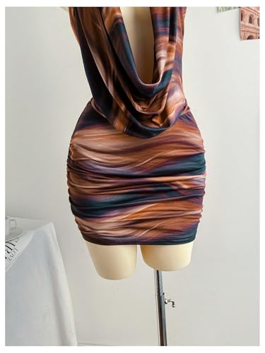 SweatyRocks Women's Club Halter Cowl Neck Dress Draped Going Out Open Back Cocktail Mini Dresses Party Clubwear4