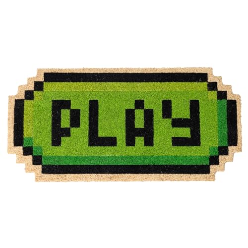 Fisura – Zerbino originale “play” in fibra di cocco con base antiscivolo in PVC. Tappeto d’ingresso verde a forma di controller, perfetto per gamer. Dimensioni: 70 cm x 35 cm.